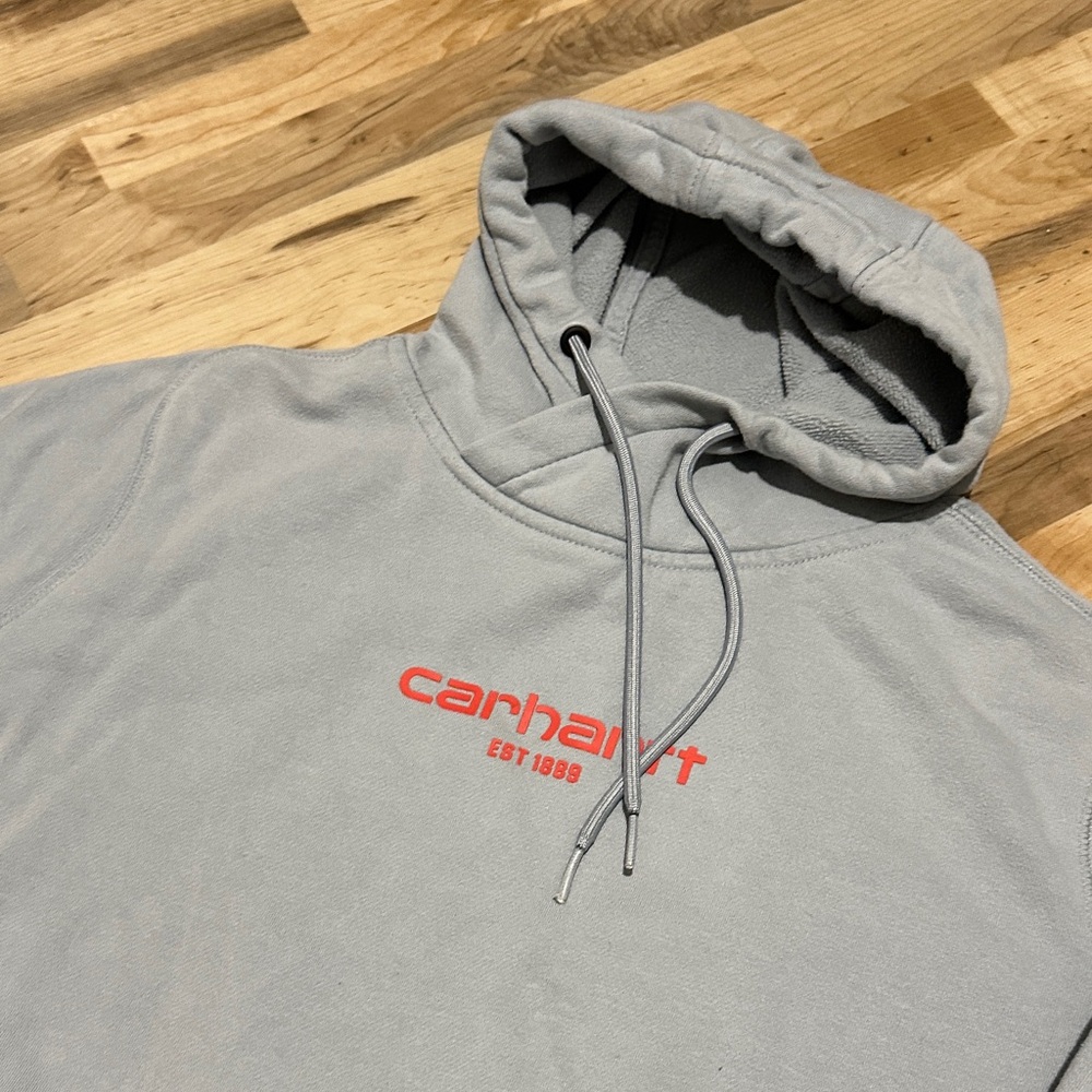 Carhartt Light blue Hoodie with Red Logo - Picture 2 of 3